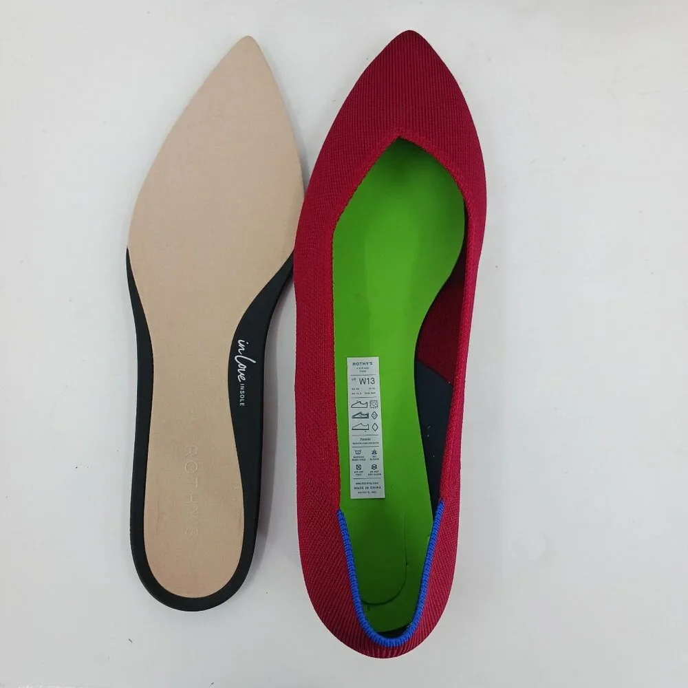 Rothys The High Point Comfort Heel Autumn Red US 13 Machine Washable Sustainable